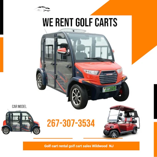 One of our golf carts — multiple colors available
