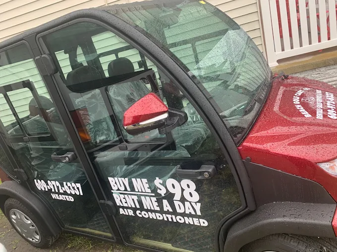 Cart with rain protection installed